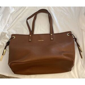 Calvin Klein Camel Brown Leather‎ Tote Bag- Excellent Condition